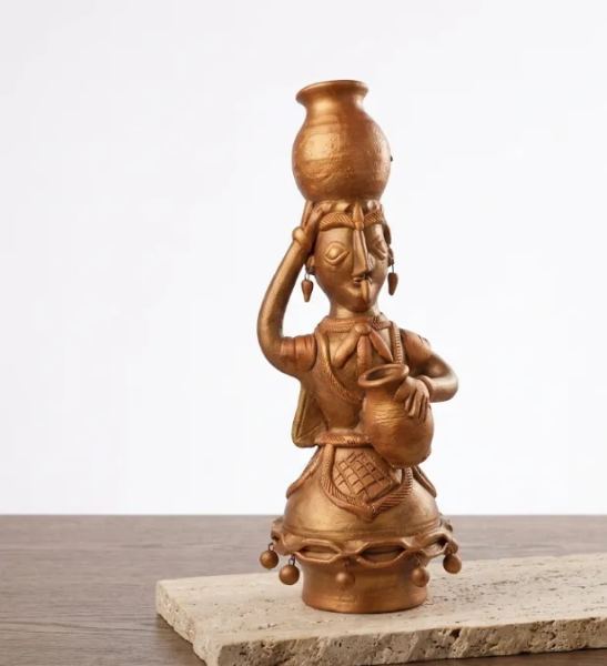 Handcrafted Terracotta Tribal Woman Statue with Pot