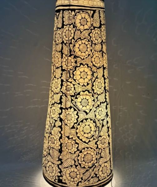 Leather Kalamkari Design 25-inch Floor Lamp