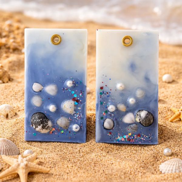 Handmade Ocean Wax Tablets (Pack of 2) – Sea Shell & Pearl Design – Scented Wardrobe Freshener
