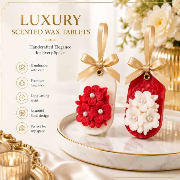 Luxury Floral Scented Wax Tablets with Gold Ribbon
