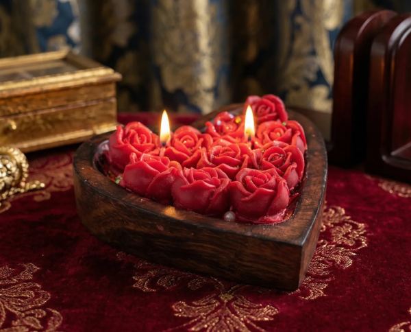 Luxury Heart-Shaped Rose Candle