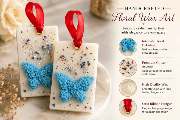 Handcrafted Floral Wax Tablet Set of 2 – 9 cm x 5 cm, 60 g Each