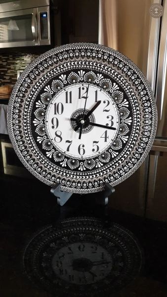 Handcrafted Mandala Art Wooden Wall Clock