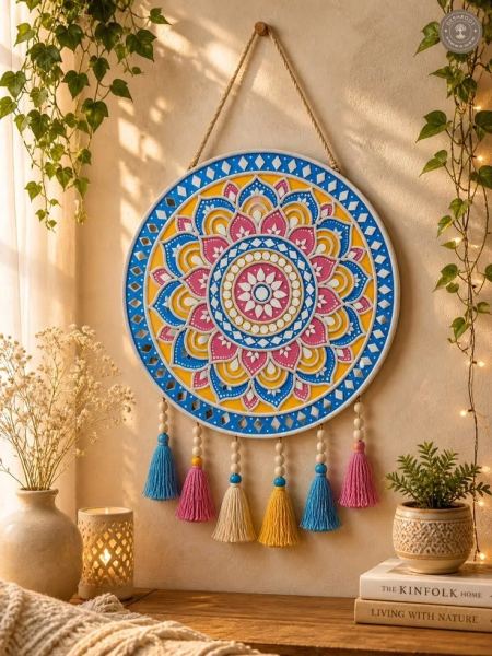 Handcrafted Boho Mandala Wall Hanging with Tassels