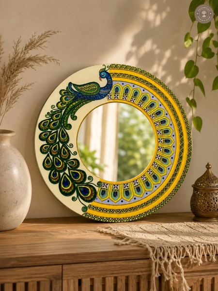 Handcrafted Peacock Mirror Wall Art