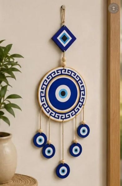 Handcrafted Evil Eye Wall Hanging – Blue Nazar Protection Decor