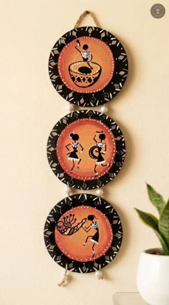 Tribal Folk Art Three-Panel Wall Hanging