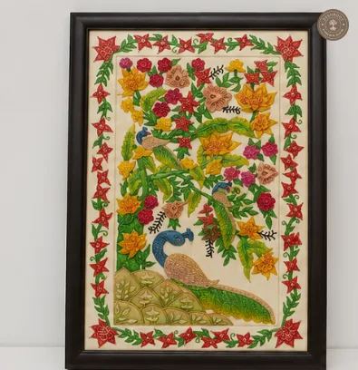 Handcrafted Peacock & Floral Wall Art