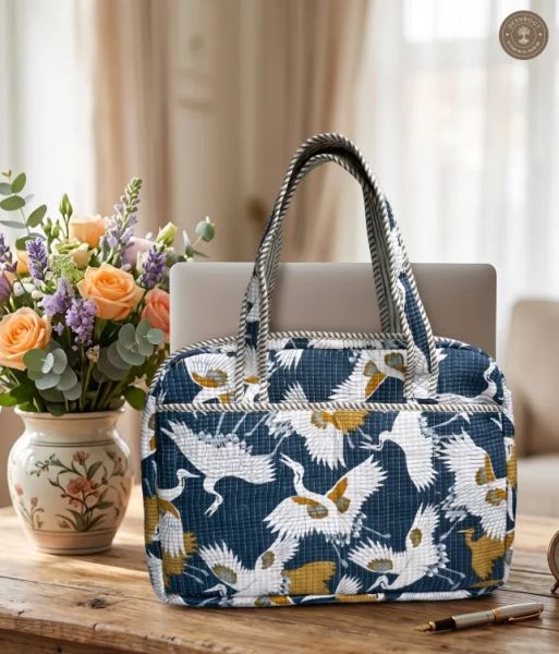 Blue Crane Quilted Laptop Bag
