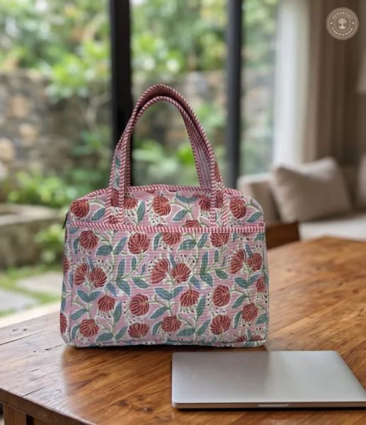 Blush Blossom Quilted Laptop Bag