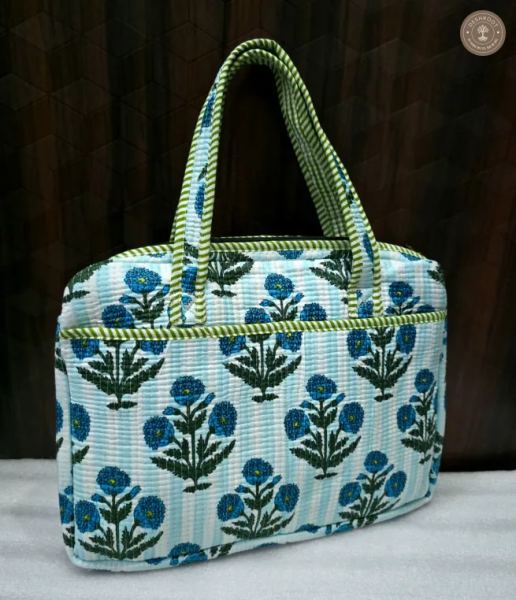 Blue Meadow Quilted Laptop Bag