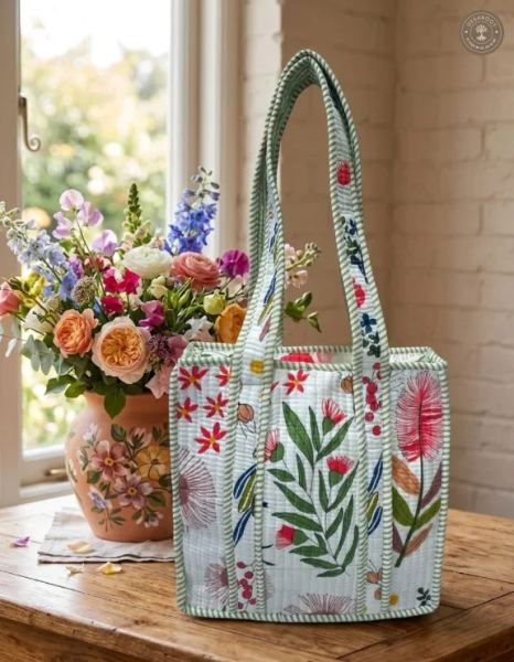 Botanical Garden Quilted Lunch Box Hand Bag