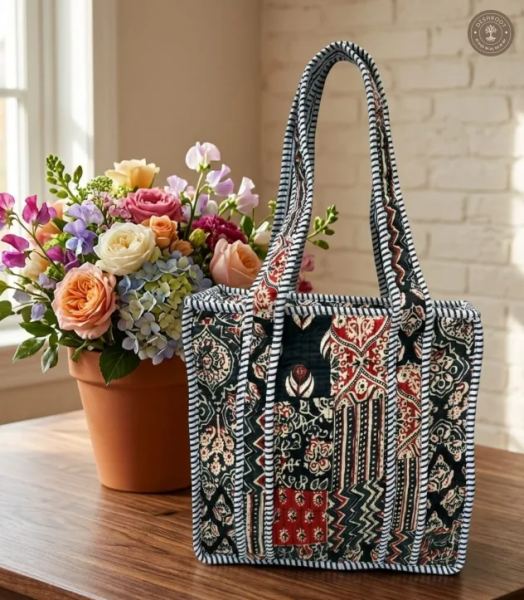 Heritage Patchwork Quilted Lunch Box Hand Bag