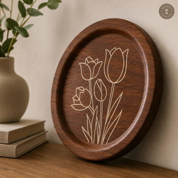 Tulip Bloom Handcrafted Wooden Wall Plate