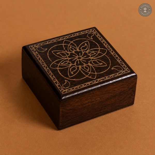 Mandala Heritage Wooden Tea Coaster Box