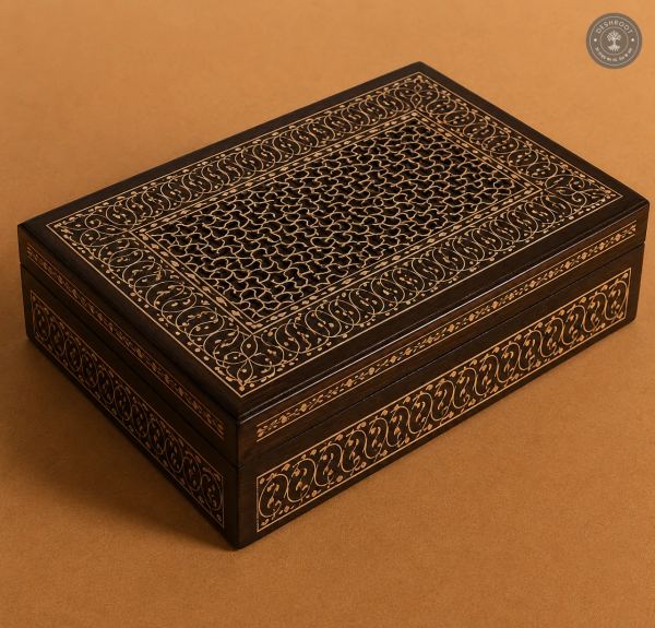 Royal Arabesque Handcrafted Wooden Tea Coaster Box