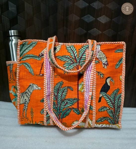 Orange Jungle Safari Printed Multipurpose Shoulder Bag for Women