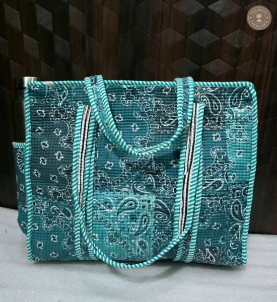 Teal Paisley Printed Multipurpose Shoulder Bag for Women
