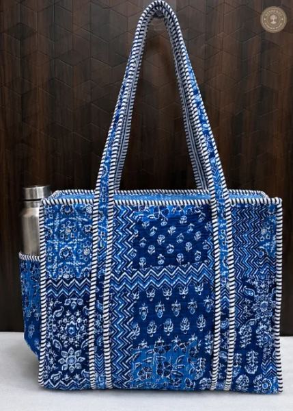 Blue Patchwork Printed Multipurpose Shoulder Bag for Women