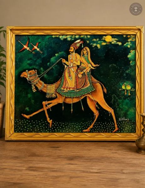 Royal Camel Ride Traditional Rajasthani Folk Art Painting