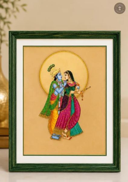 Radha Krishna Minimalist Miniature Painting