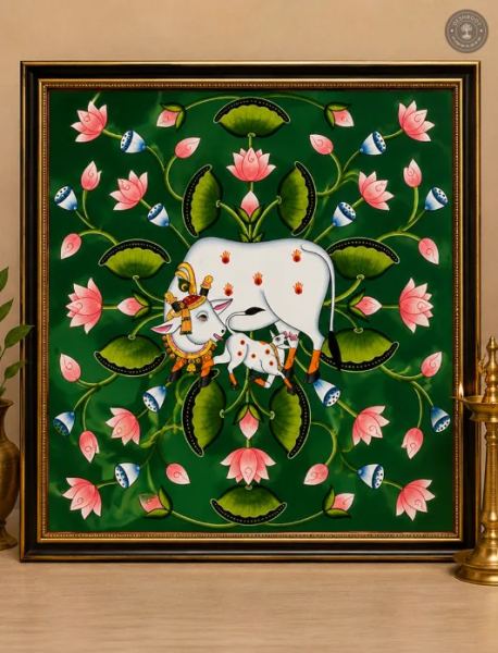 Kamadhenu Cow with Lotus Painting