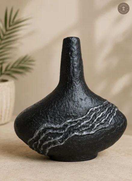 Handcrafted Paper Mache Textured Decorative Vase