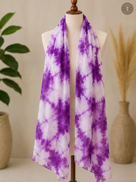 Hand-Dyed Purple Chanderi Silk Cotton Stole