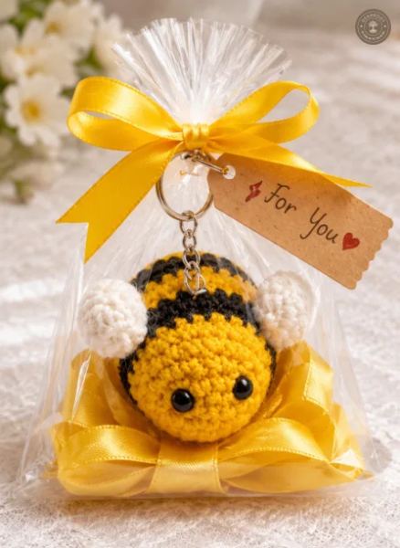 Handmade Crochet Bee Keychain