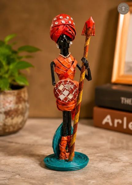Handcrafted Tribal Musician Showpiece with Staf