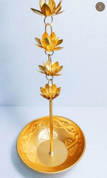 Iron Gold Metal Lotus Rain Chain Hanging  Urlie Bowl for Home Decor