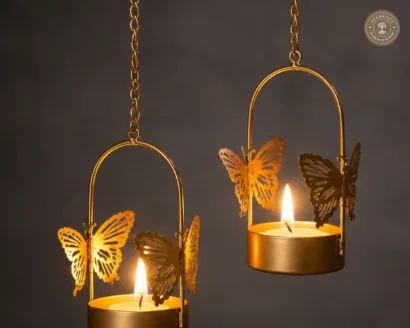 6 Piece Butterfly Hanging Tealight Candle Holder Set