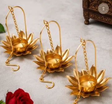 Royal Hanging Lotus Tealight Candle Holders (Set of 6)