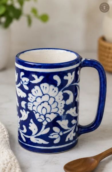 Handcrafted Jaipur Blue Pottery Ceramic Coffee Mug