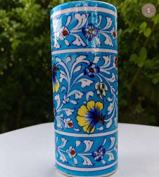 Handcrafted Jaipur Blue Pottery Ceramic Flower Vase