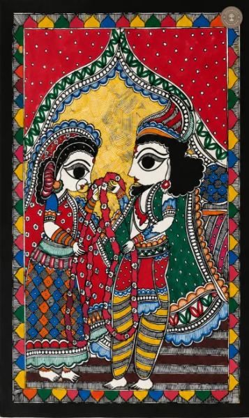 Handmade Madhubani Wedding Painting