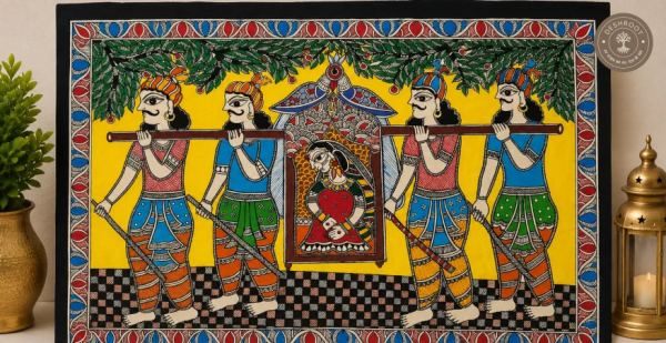 Handmade Madhubani Wedding Procession (Doli)