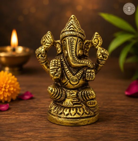 Handcrafted Mini Brass Lord Ganesha Idol