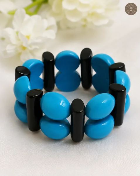 Handcrafted Blue & Black Resin Bangle for Women