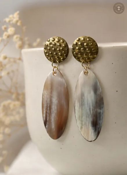 Handcrafted Brass & Resin Drop Earrings for Women