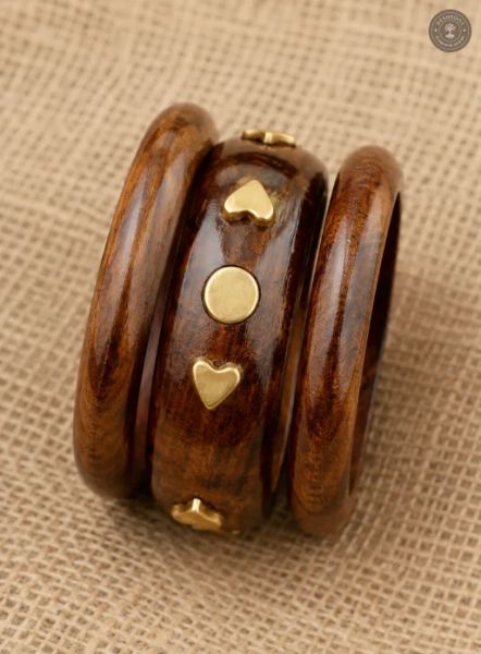 Handcrafted Wooden Bangle Set for Women (Set of 3)