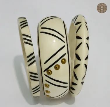 Handcrafted White Resin Bangle Set for Women (Set of 3