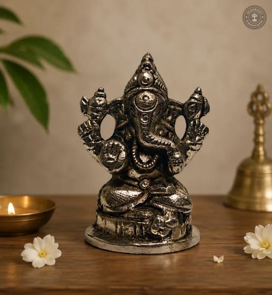 Antique Finish Lord Ganesha Brass Idol