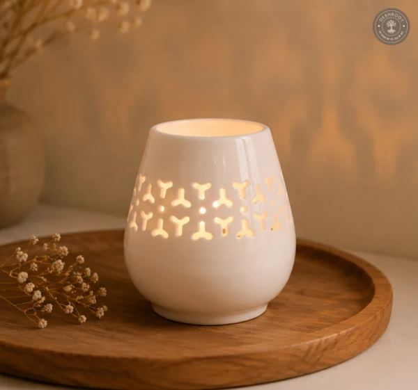 Handcrafted Pure Agra White Marble Jali Tealight Candle Holder