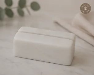 Handcrafted Agra Natural White Marble Business Card Holder