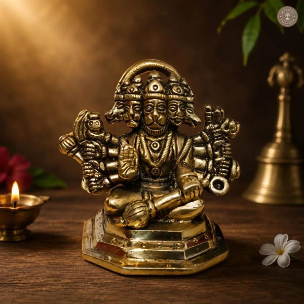 Handcrafted Brass Panchmukhi Hanuman Idol