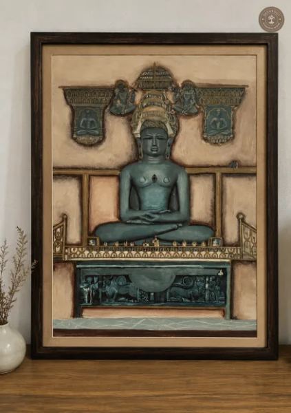 Jain Painting – Serene Tirthankara Acrylic Artwork on Canvas