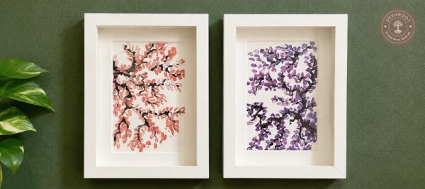 Cherry Blossom – Hand-Painted Floral Artwork Set of 2