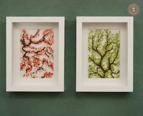 Cherry Blossom – Hand-Painted Floral Artwork Set of 2