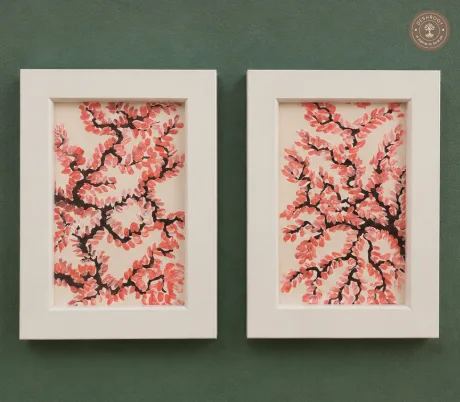 Cherry Blossom – Hand-Painted Floral Artwork Set of 2